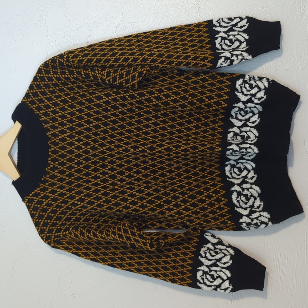 Vintage American Pride Black & Gold Sweater Eclectic Grandpa Quirky Indie Twee